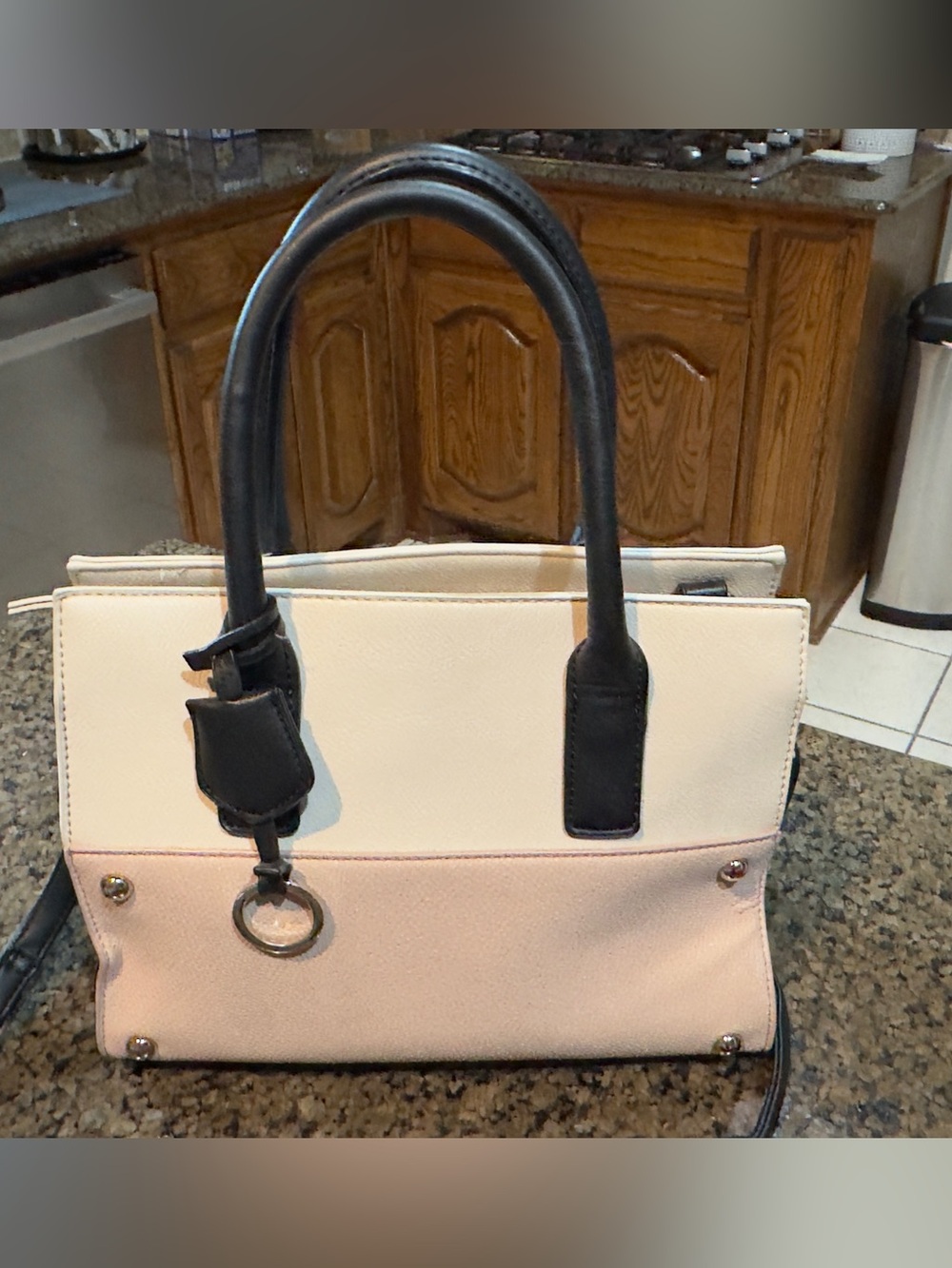 Nine West Two-Tone Cream, Pink and Black Women’s Tote Bag
